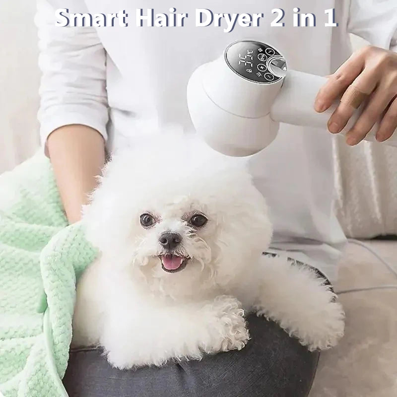 Portable Pet Hair Dryer 2 in 1 Smart Control Dog Cat Grooming Brush