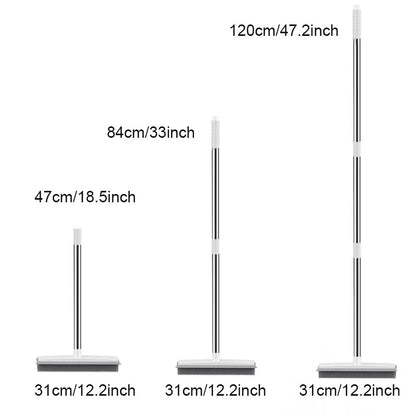 Rubber Broom Carpet Rake with Squeegee Long Handle for Pet Hair 