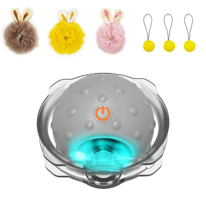Rabbit Ear Cat Toy Ball Smart Interactive Cat Toys with Bird Sound LED Light Motion Activate Rolling Ball Electric Cats Toy