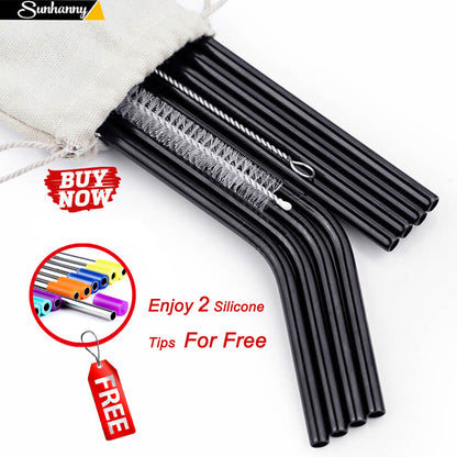 2/4/8Pcs Colorful Reusable Drinking Straw High Quality 304 Stainless Steel Metal Straw with Cleaner Brush For Mugs 20/30oz