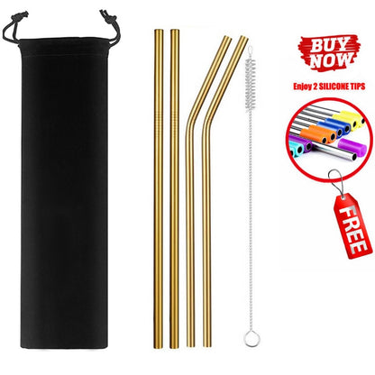 2/4/8Pcs Colorful Reusable Drinking Straw High Quality 304 Stainless Steel Metal Straw with Cleaner Brush For Mugs 20/30oz