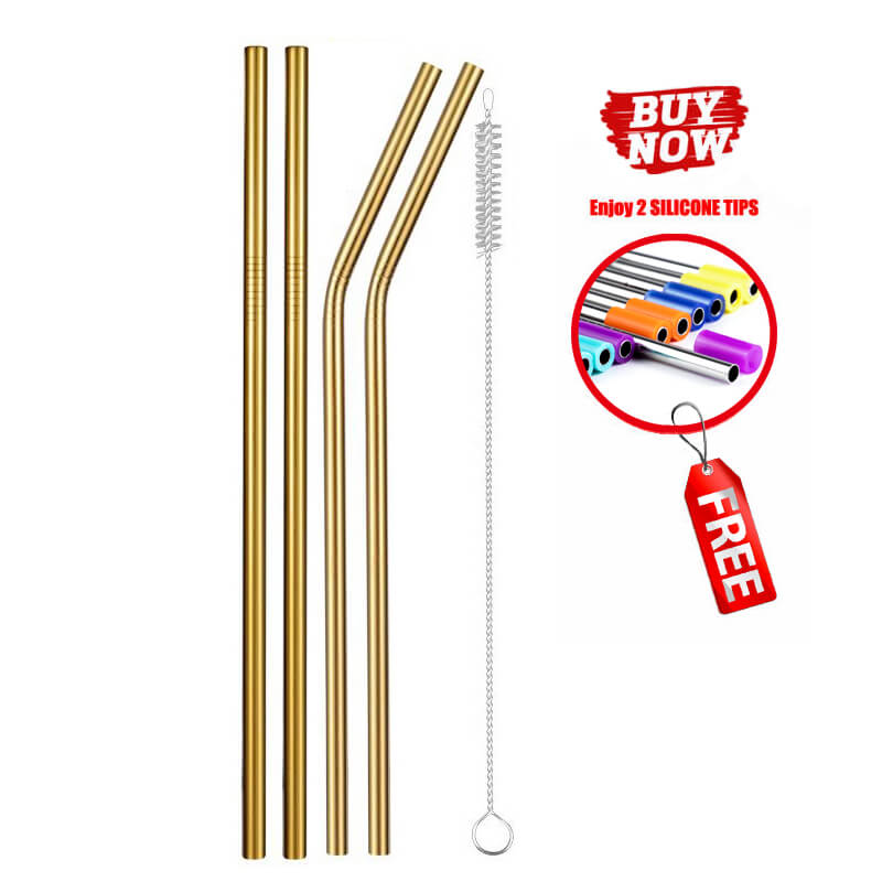 2/4/8Pcs Colorful Reusable Drinking Straw High Quality 304 Stainless Steel Metal Straw with Cleaner Brush For Mugs 20/30oz