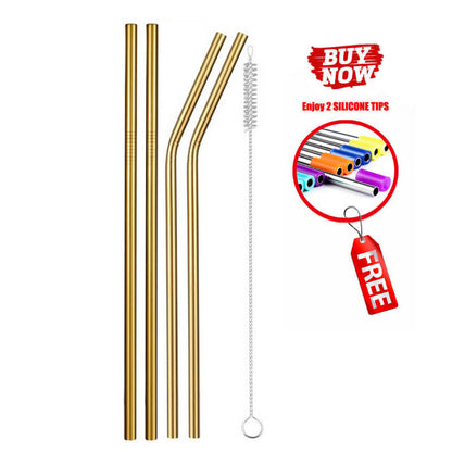 2/4/8Pcs Colorful Reusable Drinking Straw High Quality 304 Stainless Steel Metal Straw with Cleaner Brush For Mugs 20/30oz