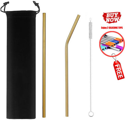2/4/8Pcs Colorful Reusable Drinking Straw High Quality 304 Stainless Steel Metal Straw with Cleaner Brush For Mugs 20/30oz
