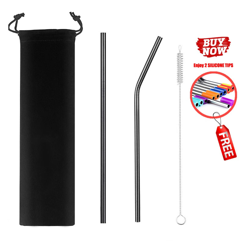 2/4/8Pcs Colorful Reusable Drinking Straw High Quality 304 Stainless Steel Metal Straw with Cleaner Brush For Mugs 20/30oz